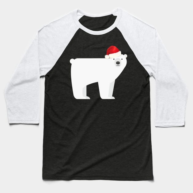 Christmas Polar Bear Santa Hat Baseball T-Shirt by Mitsue Kersting